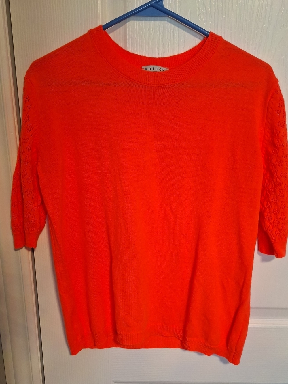 Motionwear Orange Scoop Neck Short Sleeve Sweater